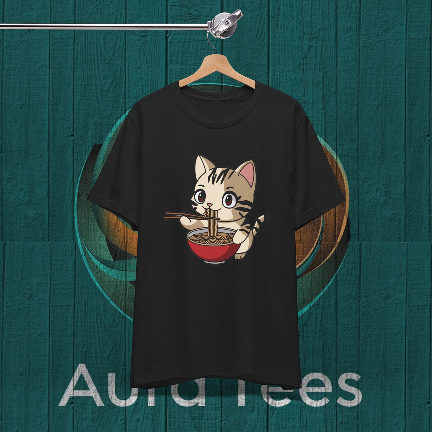 cat ramen chopsticks tee
