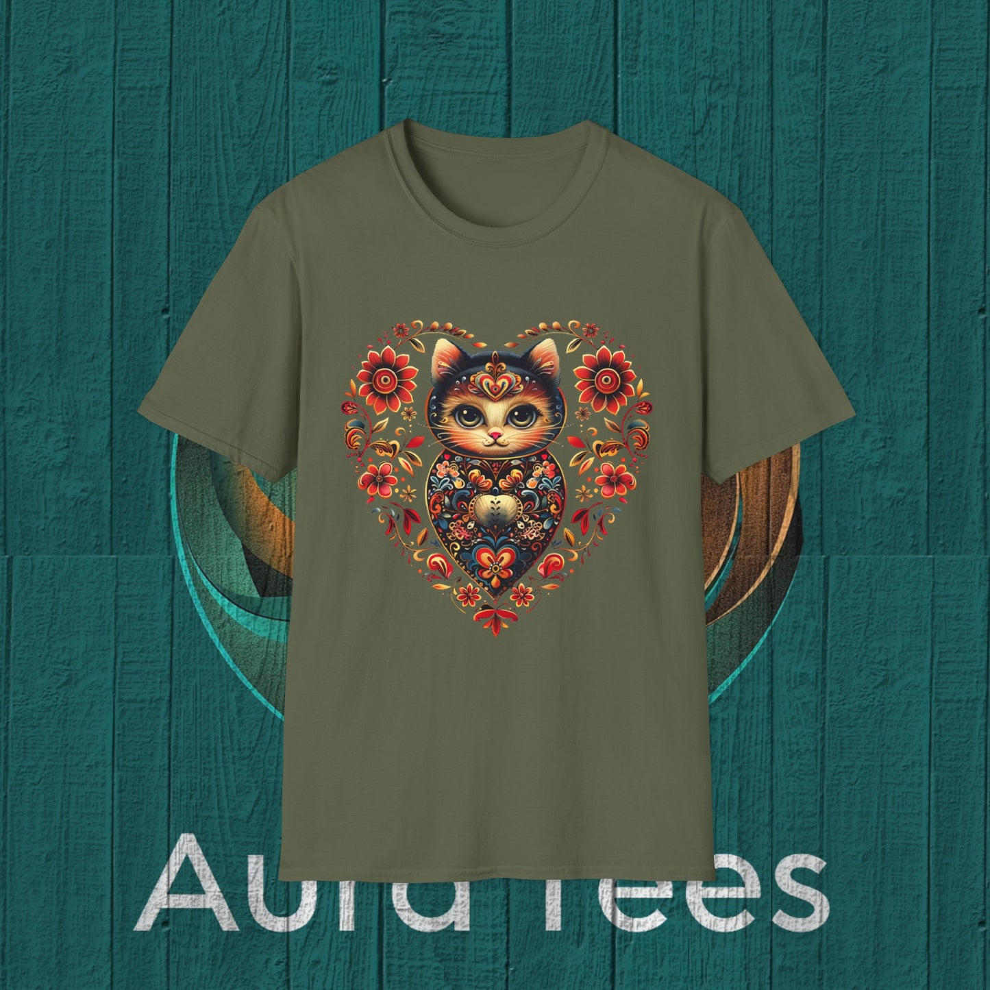russian kitty nesting flower tee