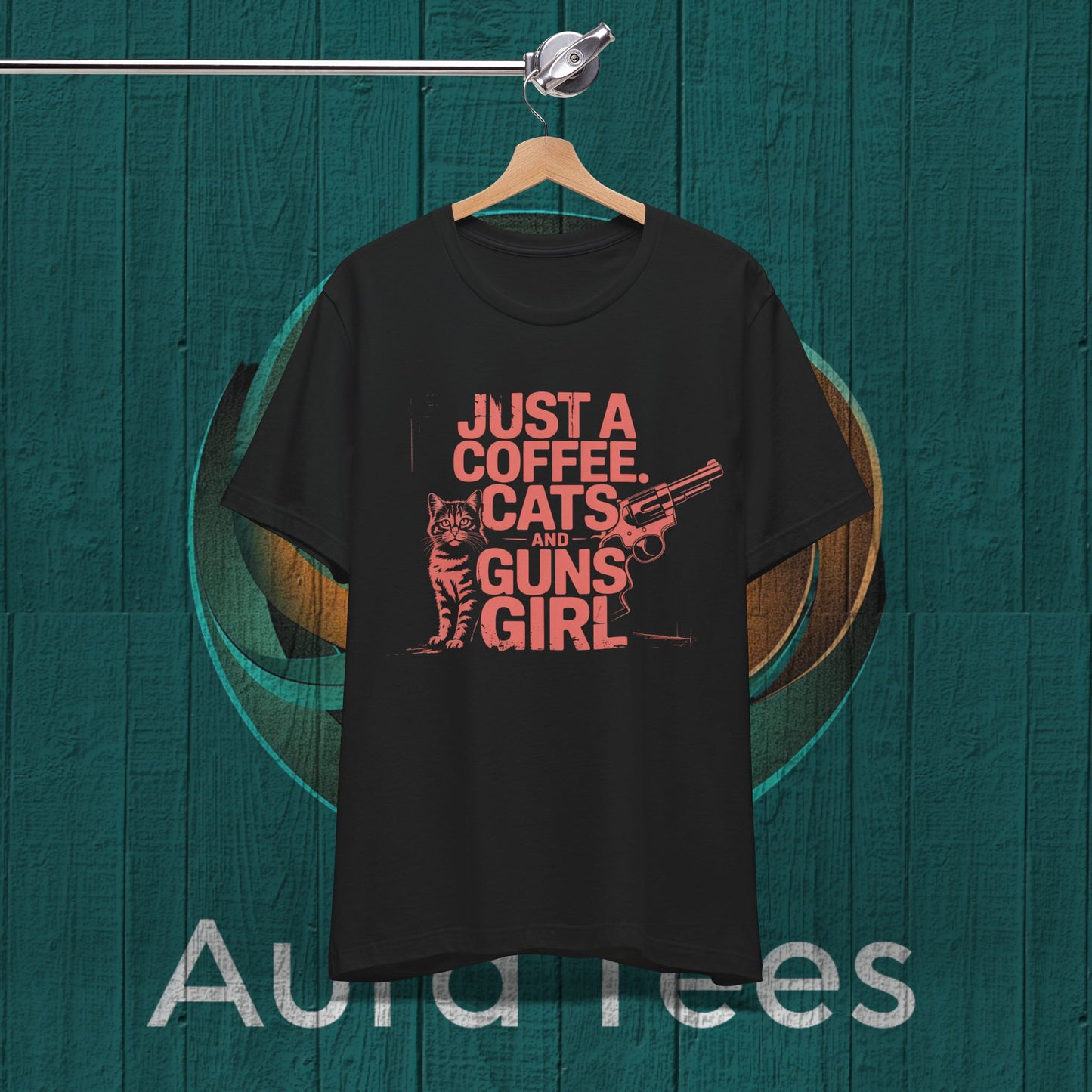 cats coffee and guns girl tee
