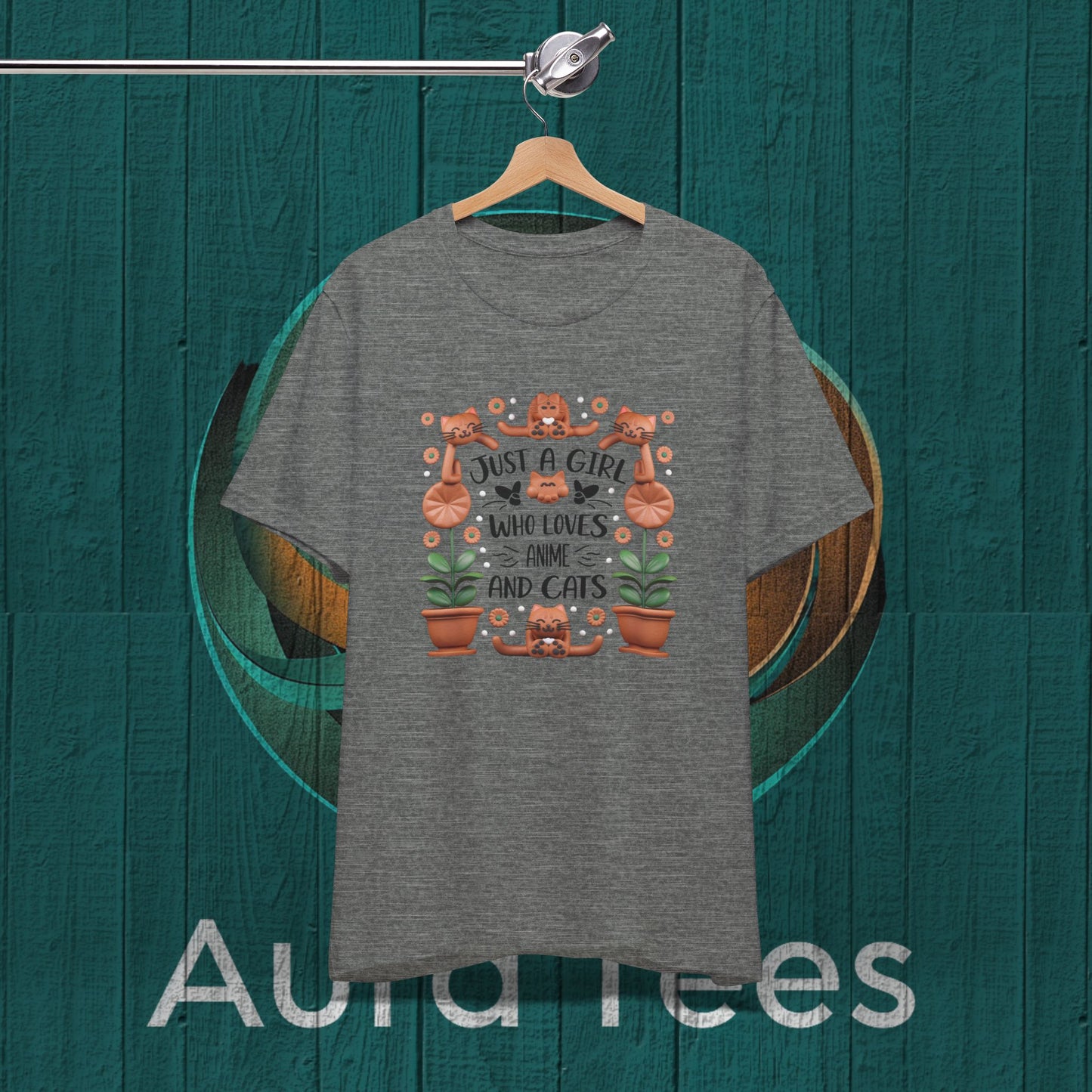 just a girl anime cats clay tee