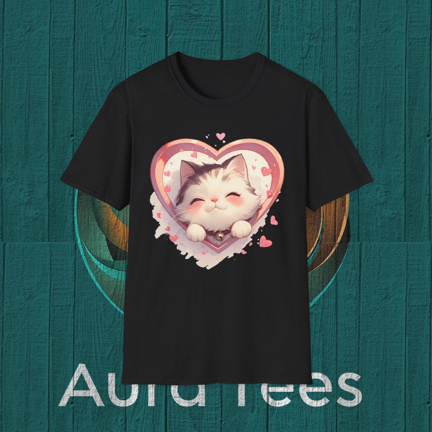 kawaii kitten heart tee