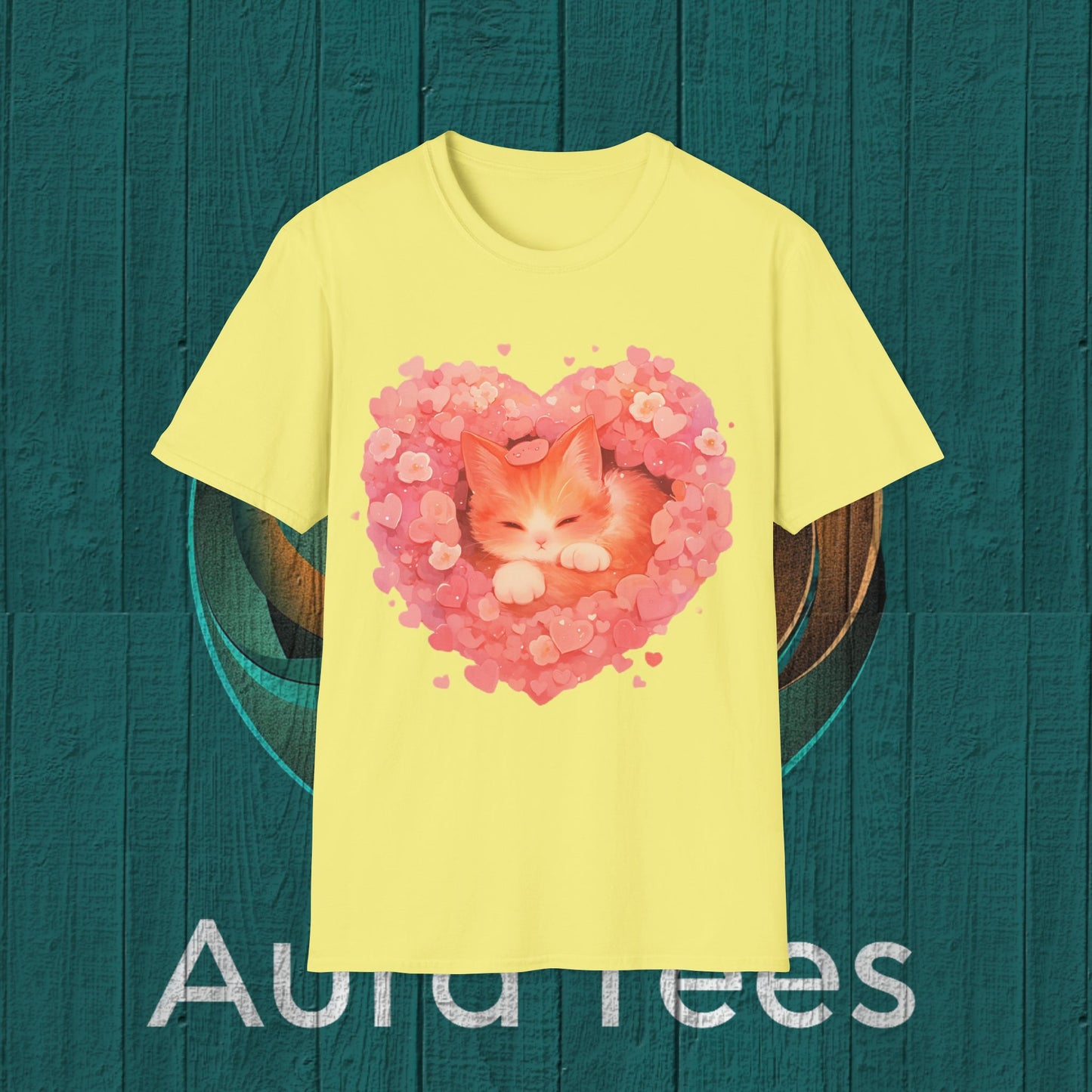 kawaii flower heart kitty tee