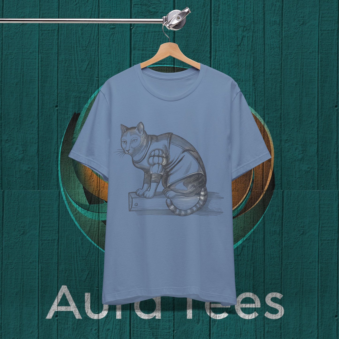 woodblock cut cat tee
