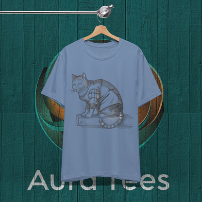 woodblock cut cat tee
