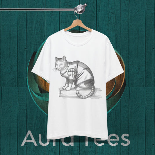 woodblock cut cat tee