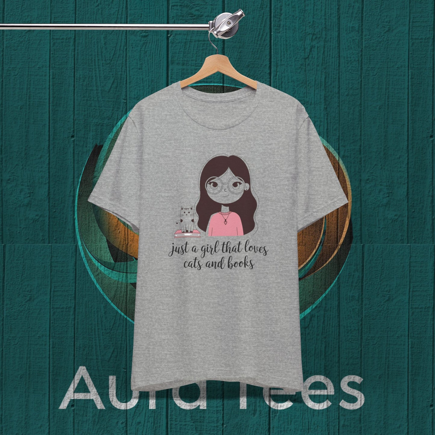just a girl cats books tee
