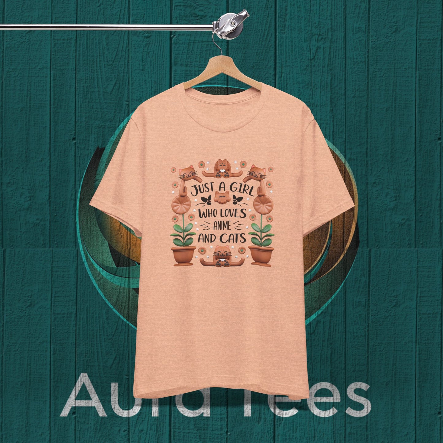 just a girl anime cats clay tee