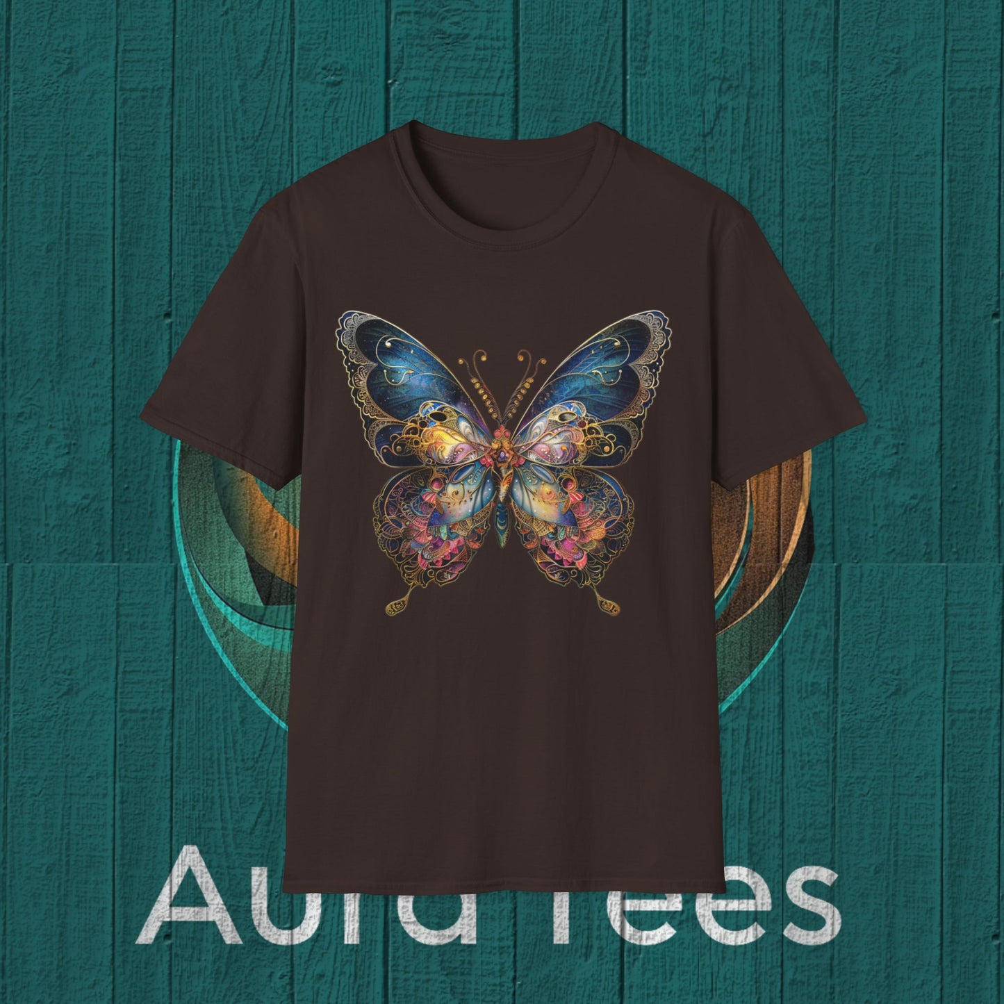 stained glass butterfly deco tee
