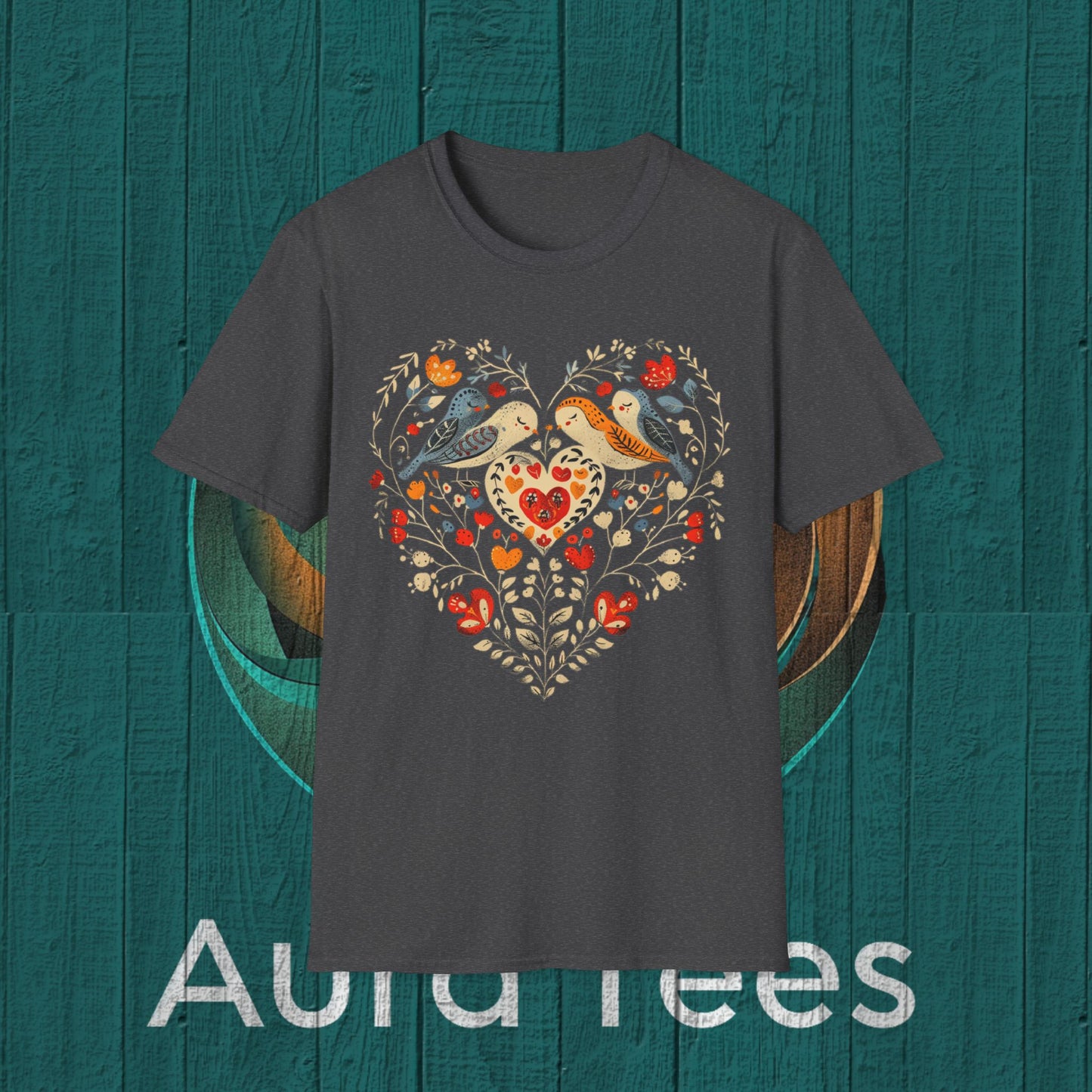 vintage bird heart tee