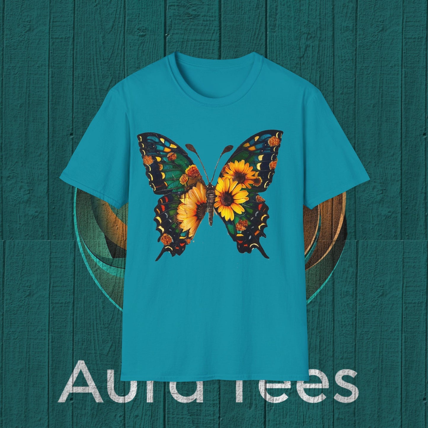 sunflower butterfly double exposure tee