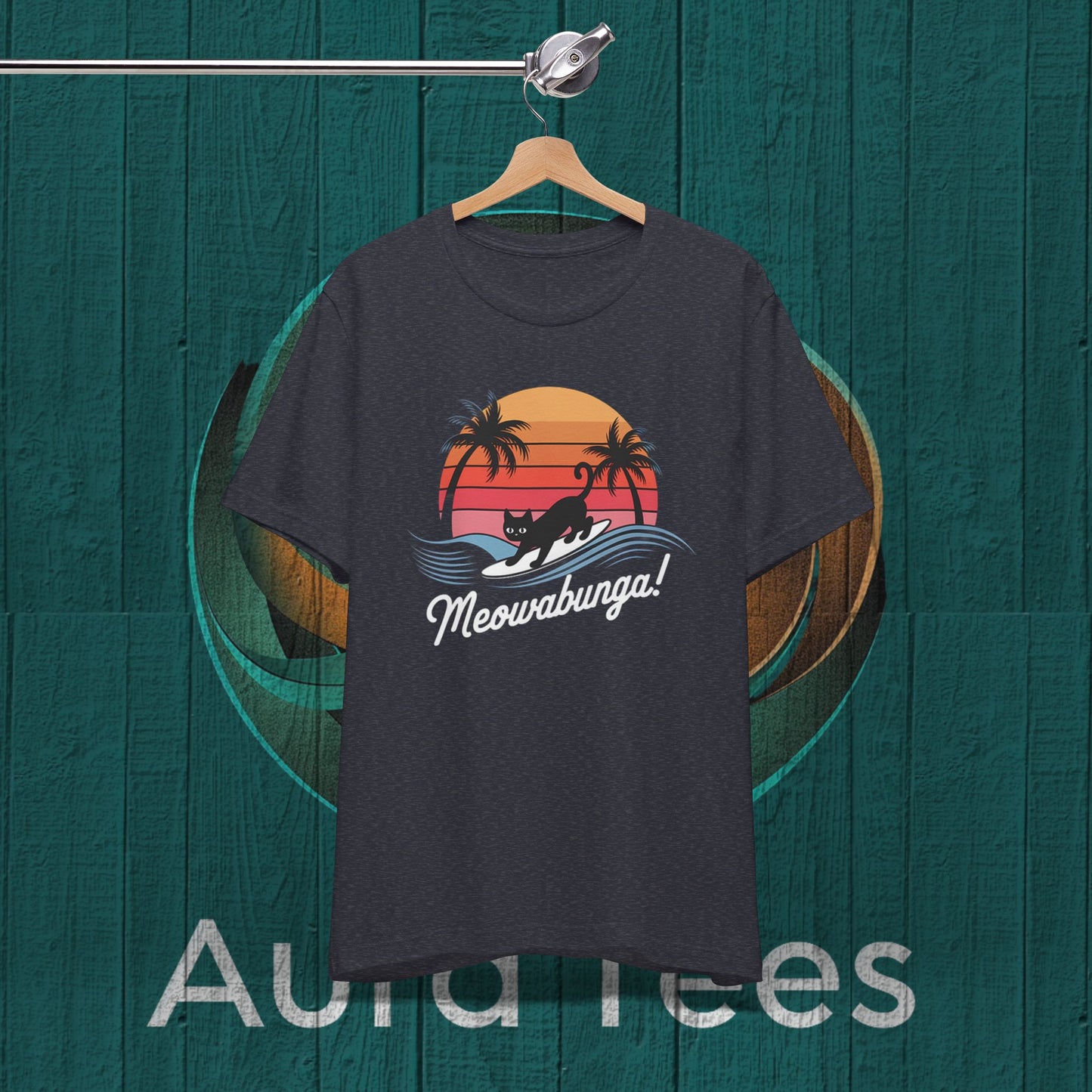 meowabunga Hawaiian cat tee