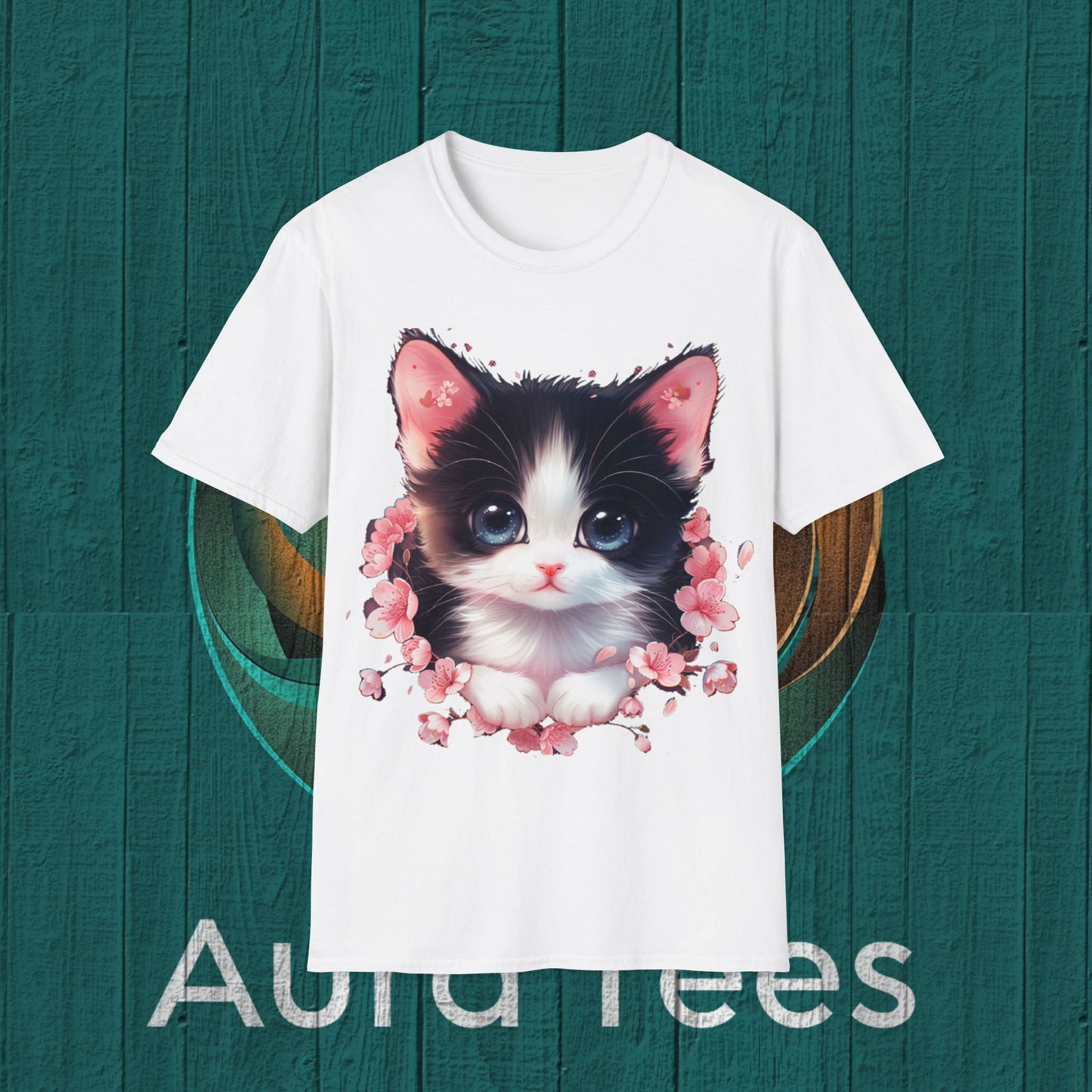 kawaii kitten flower burst tee