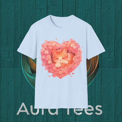 kawaii flower heart kitty tee