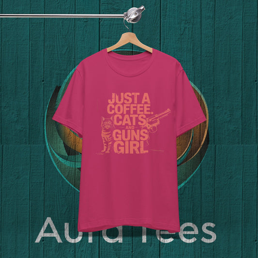 cats coffee and guns girl tee
