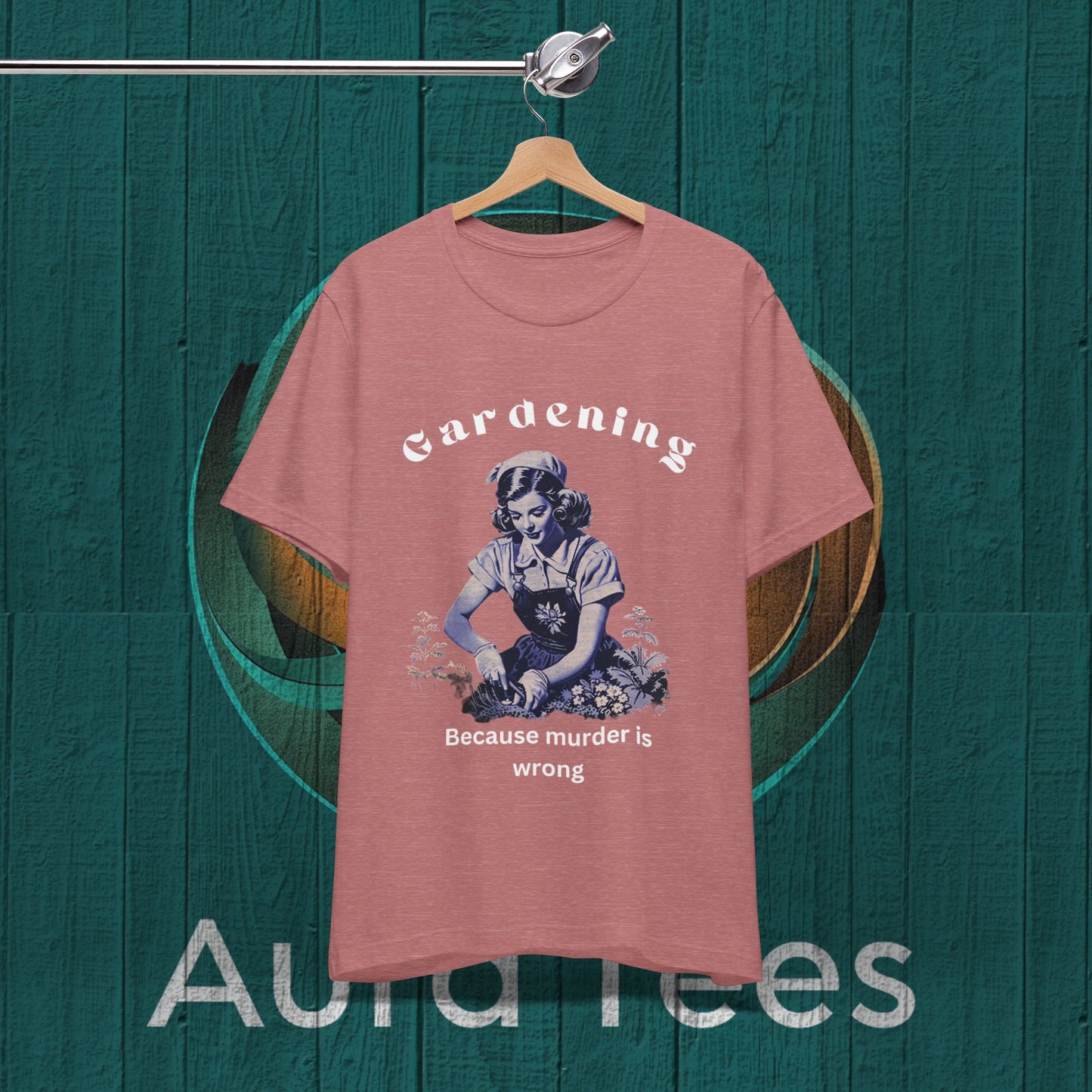 Vintage Gardening murder tee white text