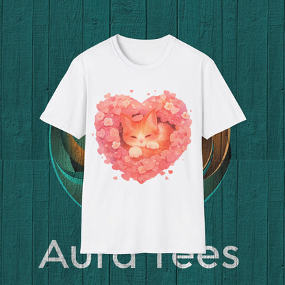 kawaii flower heart kitty tee