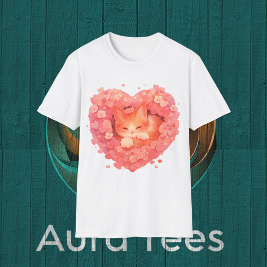 kawaii flower heart kitty tee