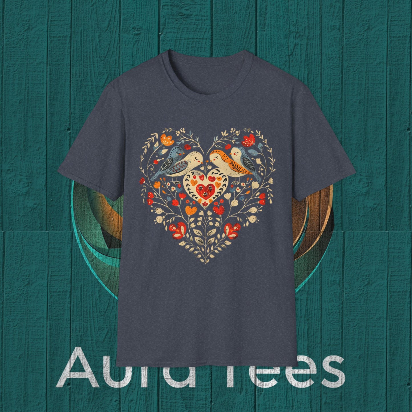 vintage bird heart tee