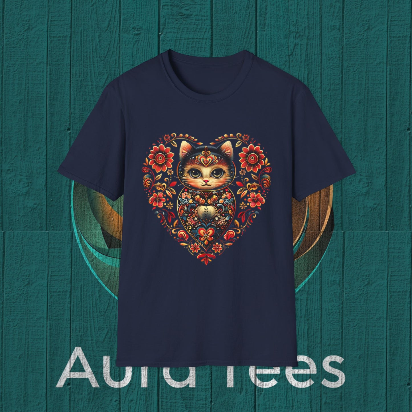 russian kitty nesting flower tee
