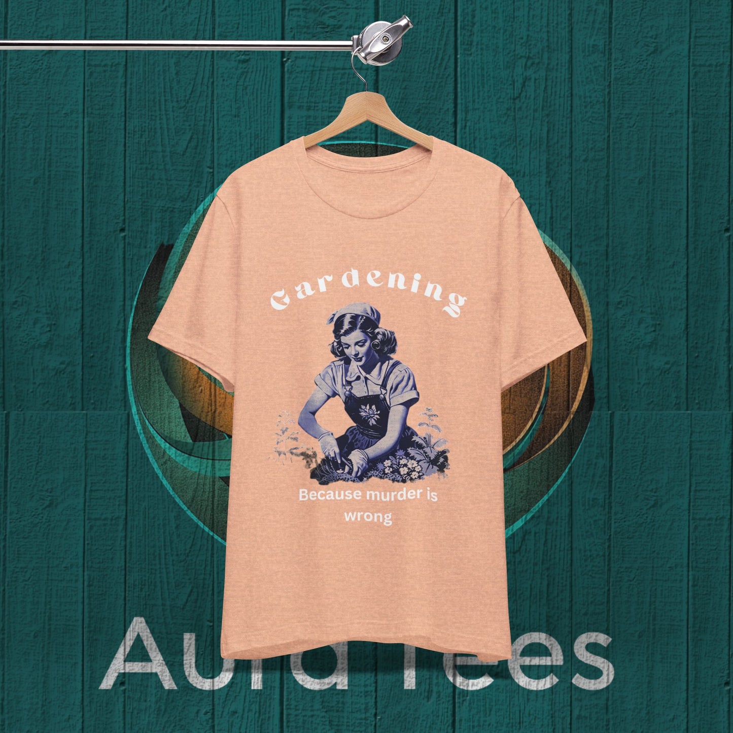 Vintage Gardening murder tee white text
