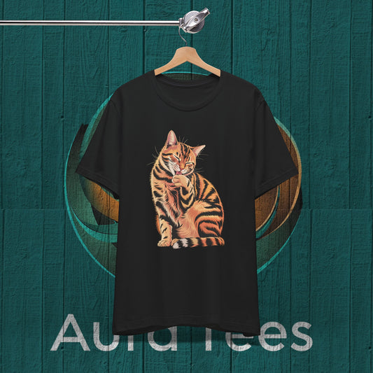 contented cat paw lick tee